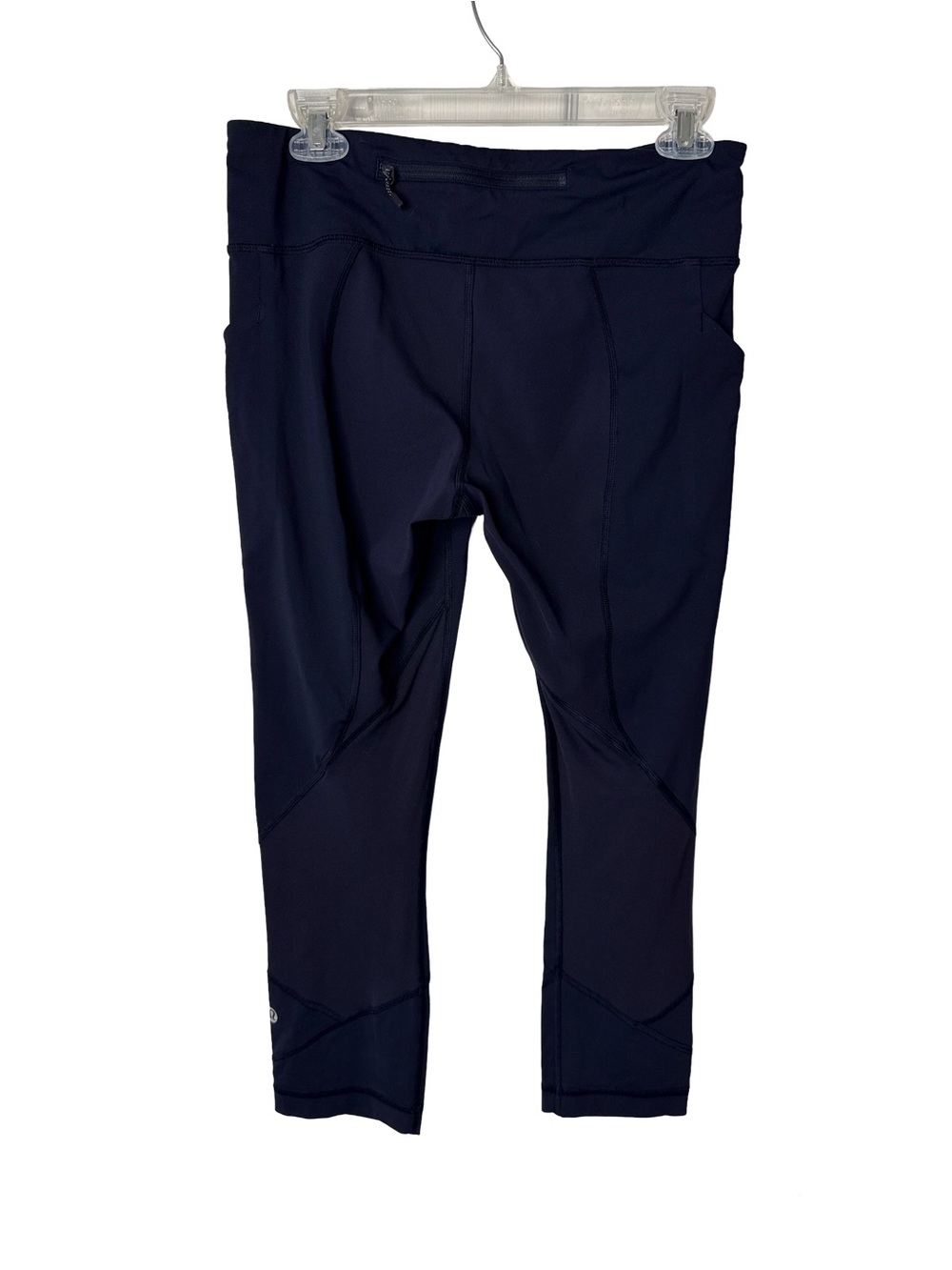 LULULEMON Black Pace Rival Crop 22” Medium Rise Pockets Luxtreme Leggings Sz 8 - Picture 4 of 14